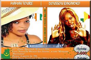 Deux concerts à Nouakchott avec les chanteuses Doussou Bakayoko et Mamah Touré 